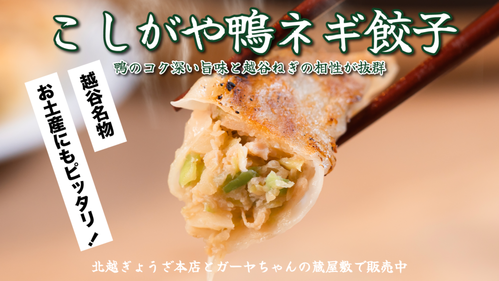 鴨とネギを使ったこしがや鴨ネギ餃子